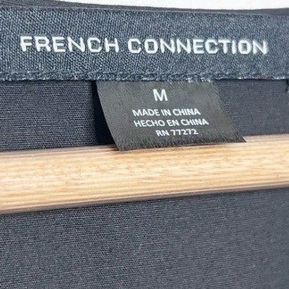 French Connection NWT Black Cotton Poplin Maxi Dress Puff Sleeve V-Neck Tiered M - Picture 6 of 8